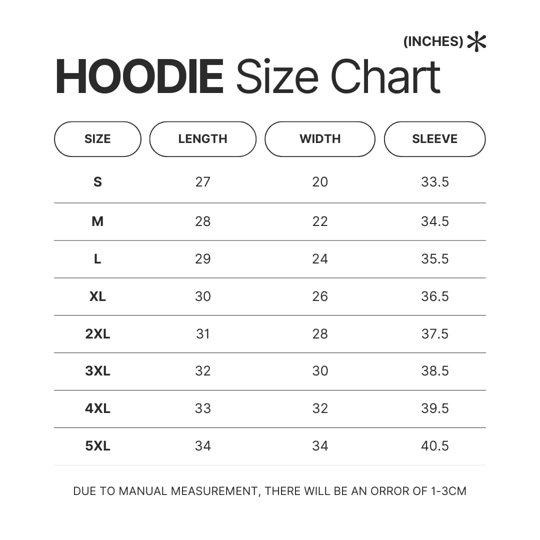 Hoodie Size Chart - Solar Opposites Store