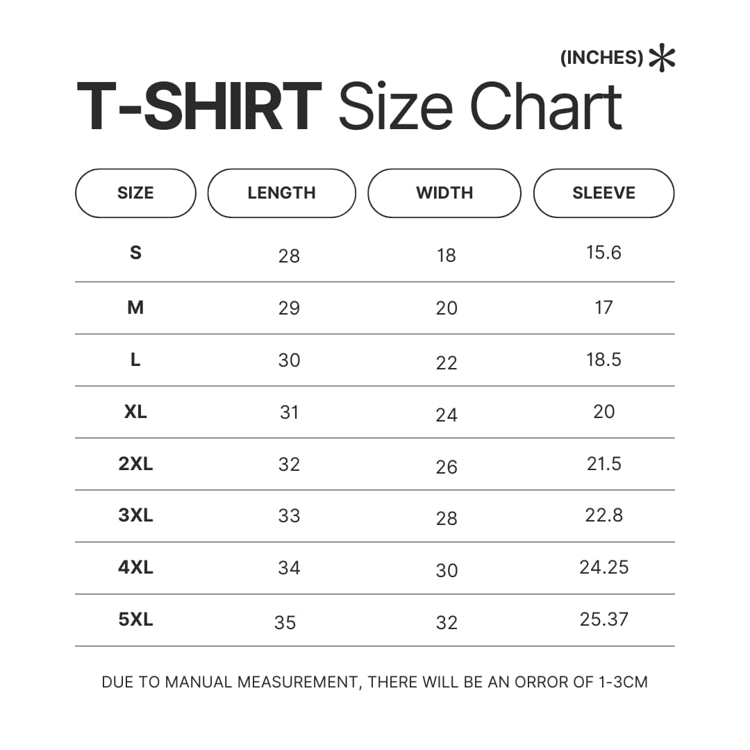 T shirt Size Chart - Solar Opposites Store