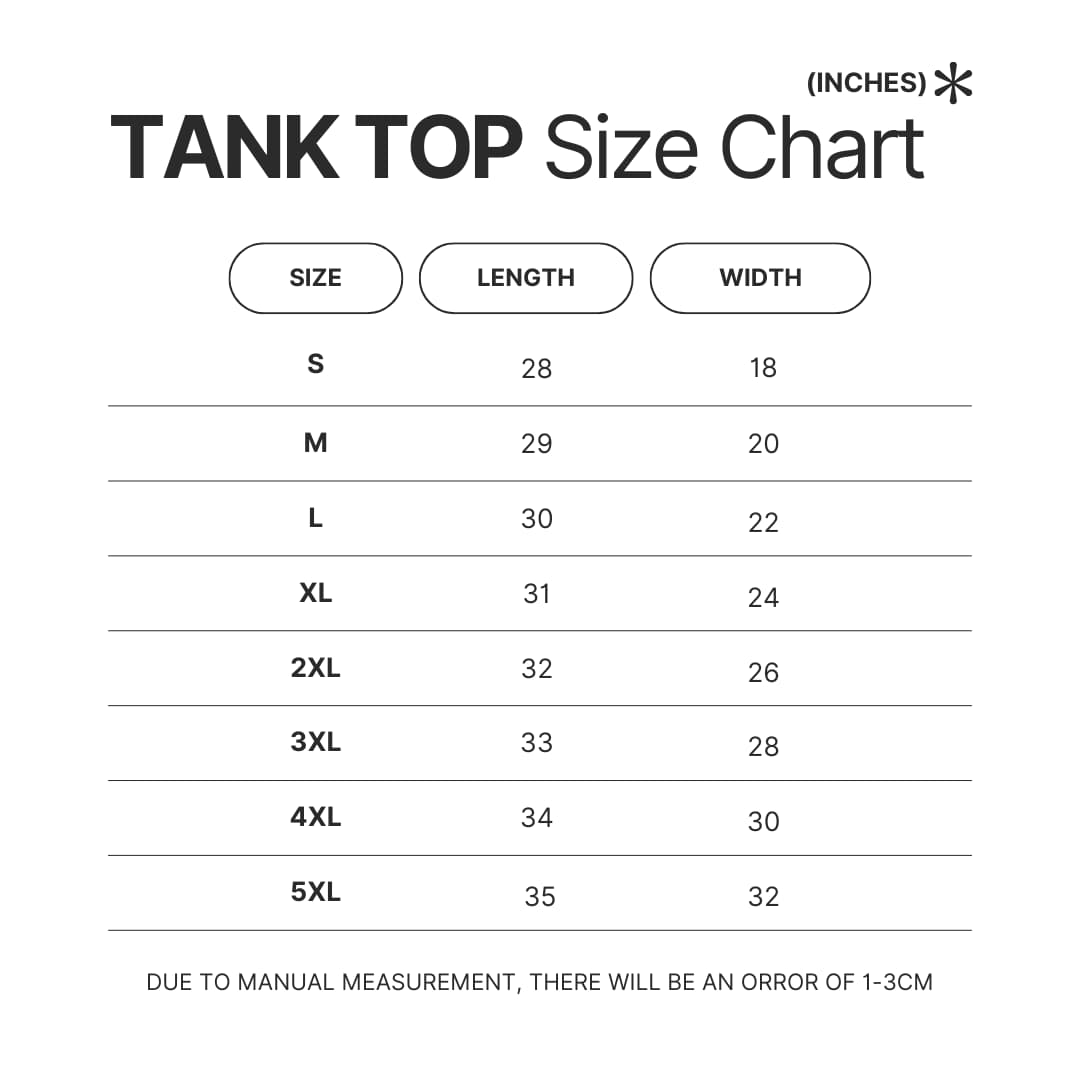 Tank Top Size Chart - Solar Opposites Store