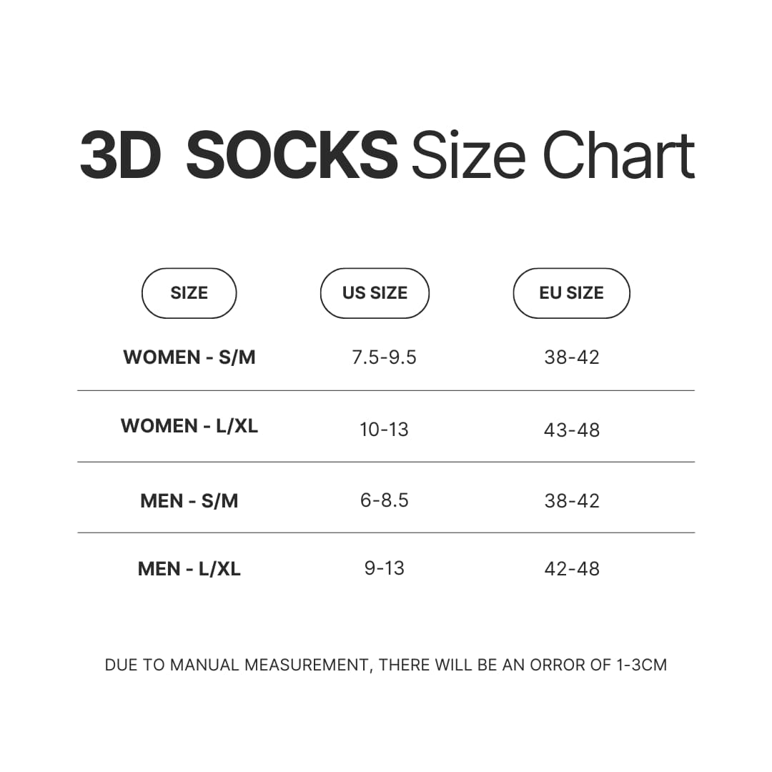 3D Socks Size Chart - Solar Opposites Store