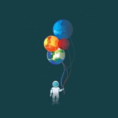 Alternative view of Astronaut In Space Holding Planet Balloon Tote Bag