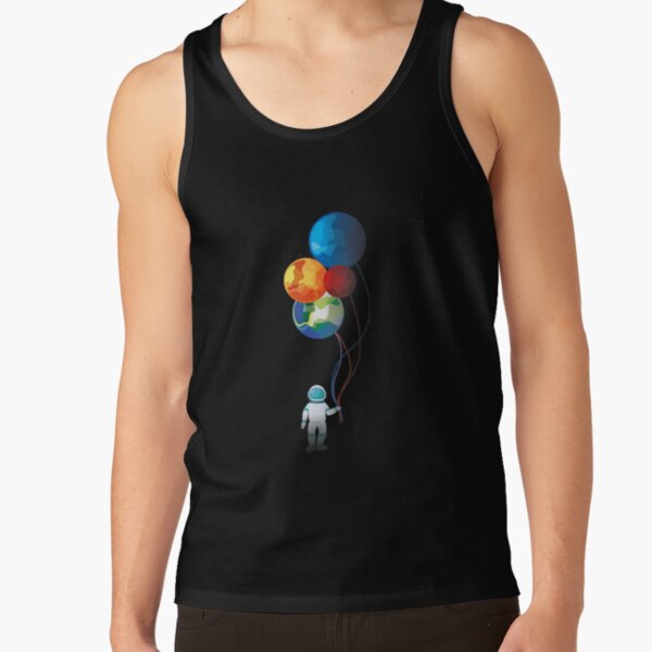 Astronaut In Space Holding Planet Balloon Tank Top