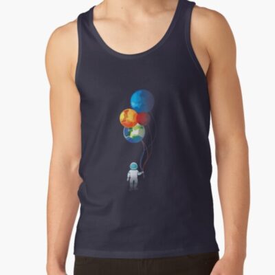 Alternative view of Astronaut In Space Holding Planet Balloon Tank Top