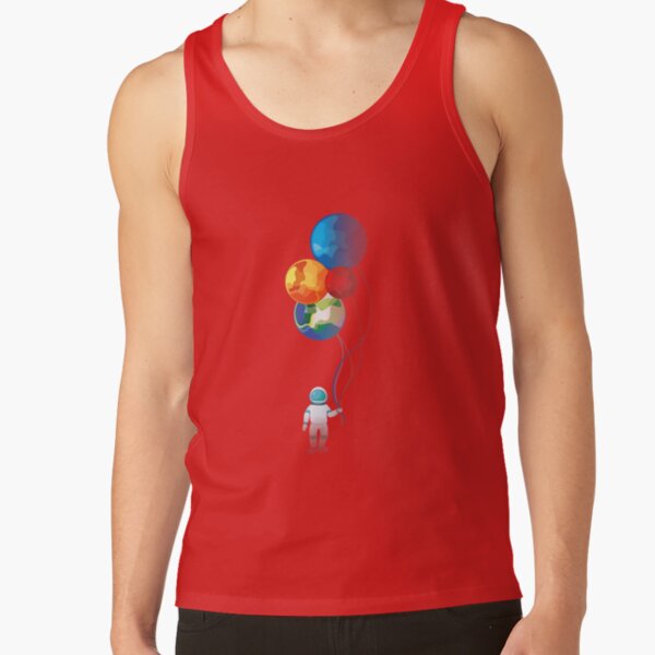Astronaut In Space Holding Planet Balloon Tank Top - Image 5
