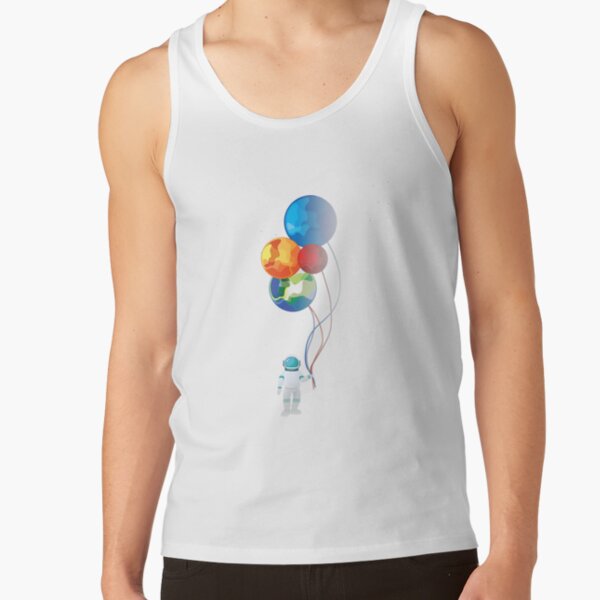 Astronaut In Space Holding Planet Balloon Tank Top - Image 4