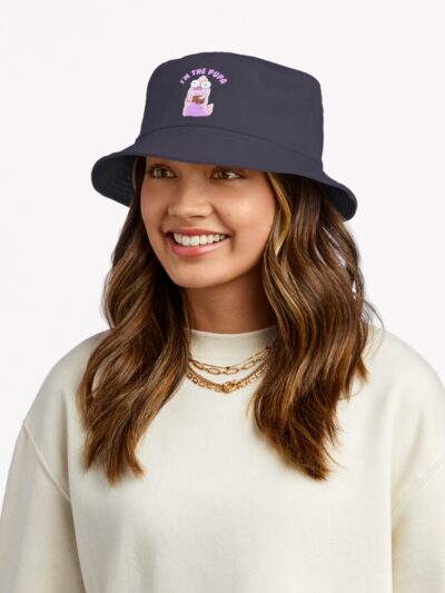 Alternative view of I M The Pupa Portrait Funny Cartoon Bucket Hat