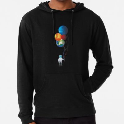 Astronaut In Space Holding Planet Balloon Hoodie