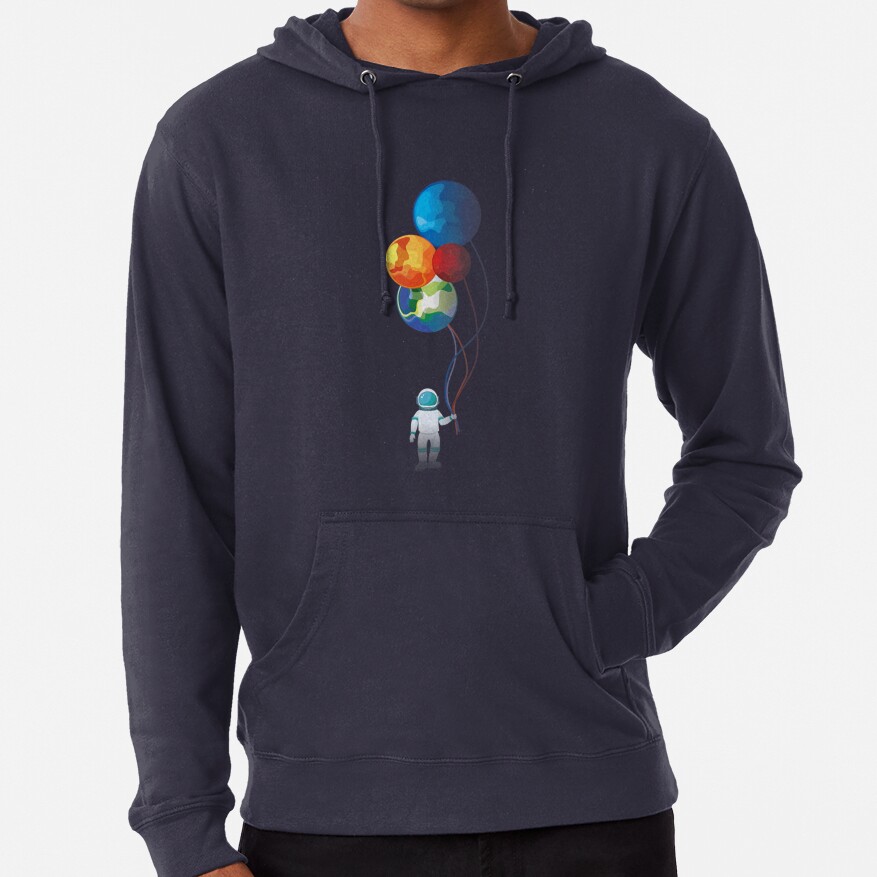 Astronaut In Space Holding Planet Balloon Hoodie - Image 2