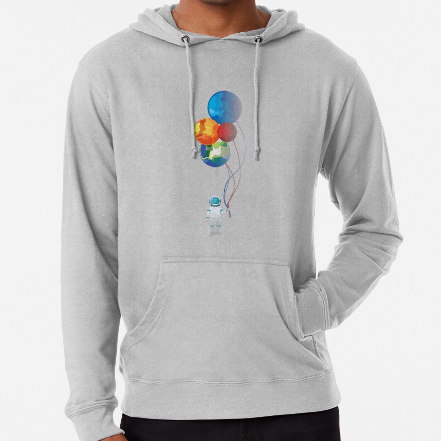 Astronaut In Space Holding Planet Balloon Hoodie - Image 3