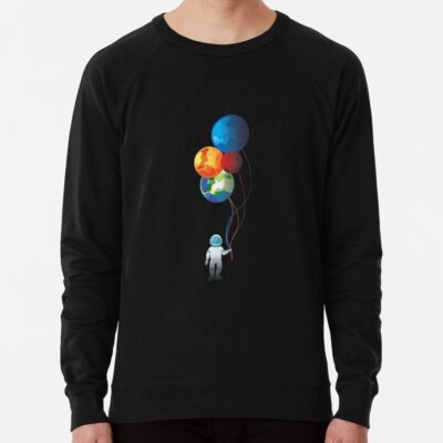 Astronaut In Space Holding Planet Balloon Sweatshirt