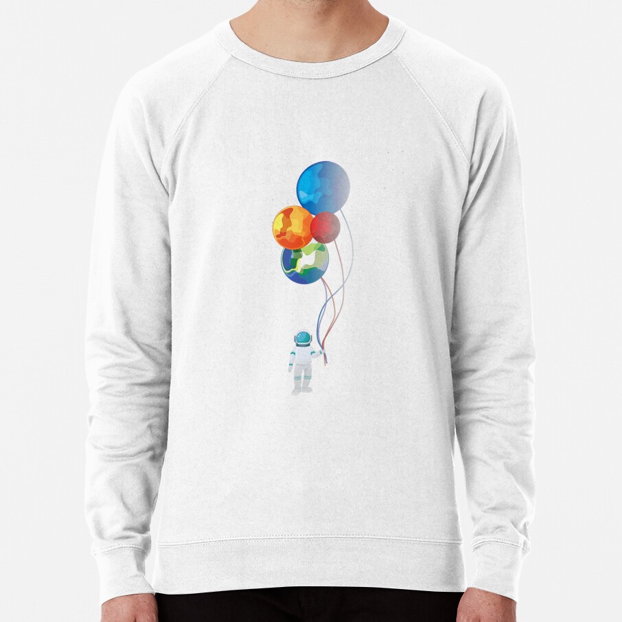 Astronaut In Space Holding Planet Balloon Sweatshirt - Image 5