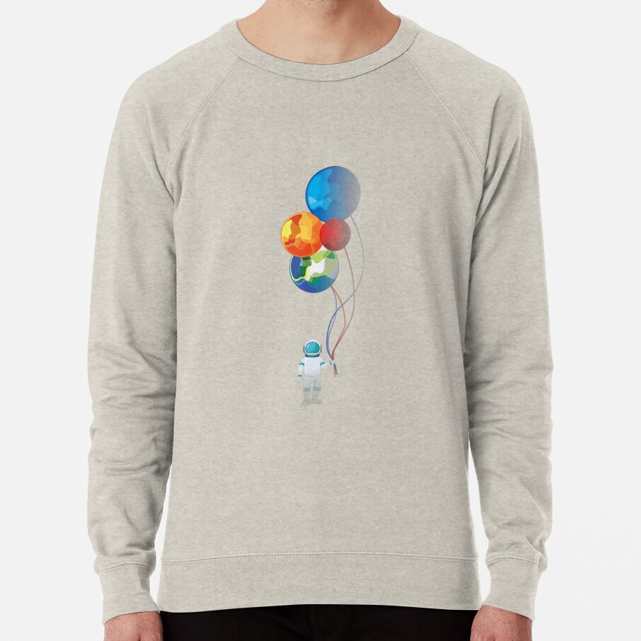 Astronaut In Space Holding Planet Balloon Sweatshirt - Image 2