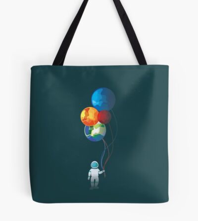Astronaut In Space Holding Planet Balloon Tote Bag