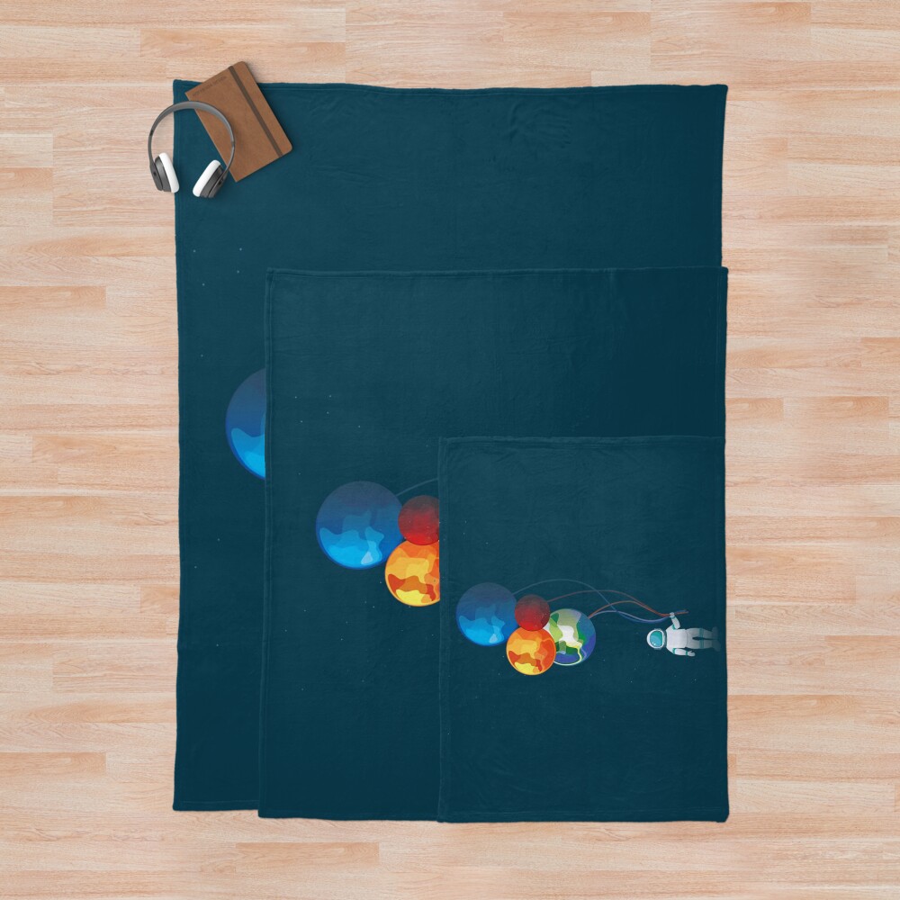 Holding Planet Balloon Throw Blanket - Image 3
