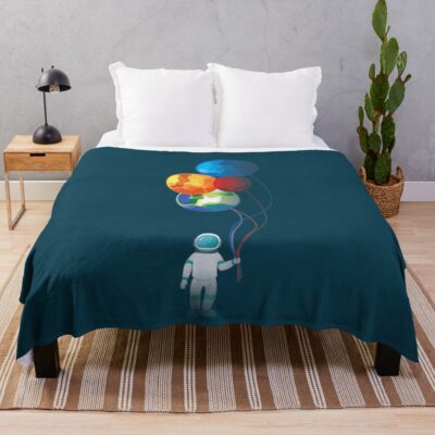 Holding Planet Balloon Throw Blanket
